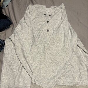 grey button hoodie